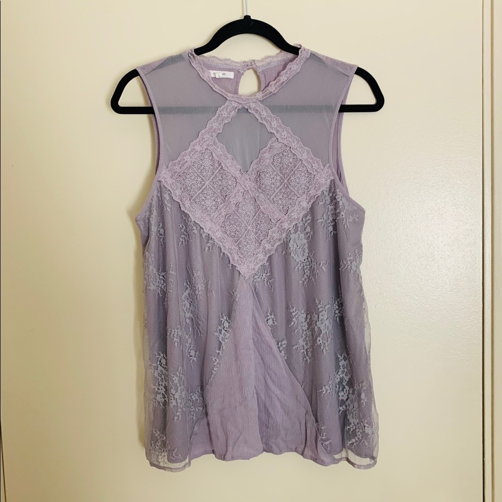 Sleeveless Lavender Top with Lace Trim | Maurices